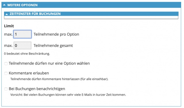 Buchungsliste Fortschreiben