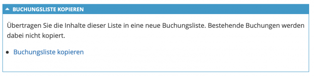 Buchungsliste Fortschreiben