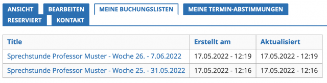 Buchungsliste Fortschreiben Speichern